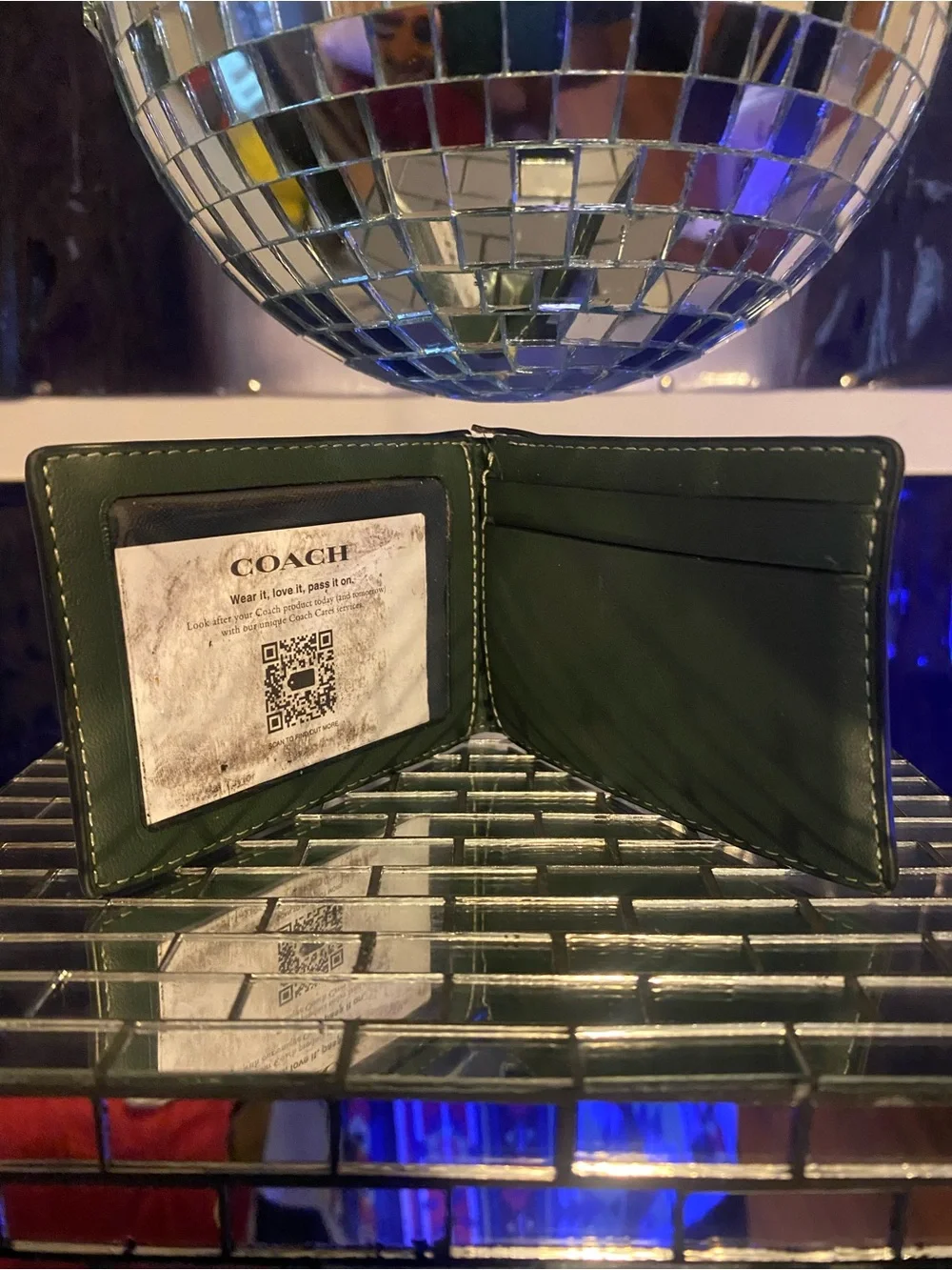 Coach Green and Brown Signature Monogram Card Holder